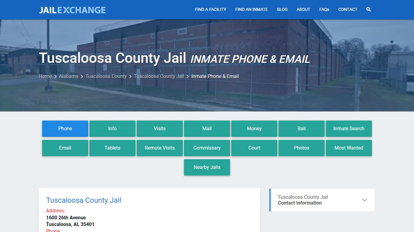 Inmate Phone - Tuscaloosa County Jail, AL - Jail Exchange
