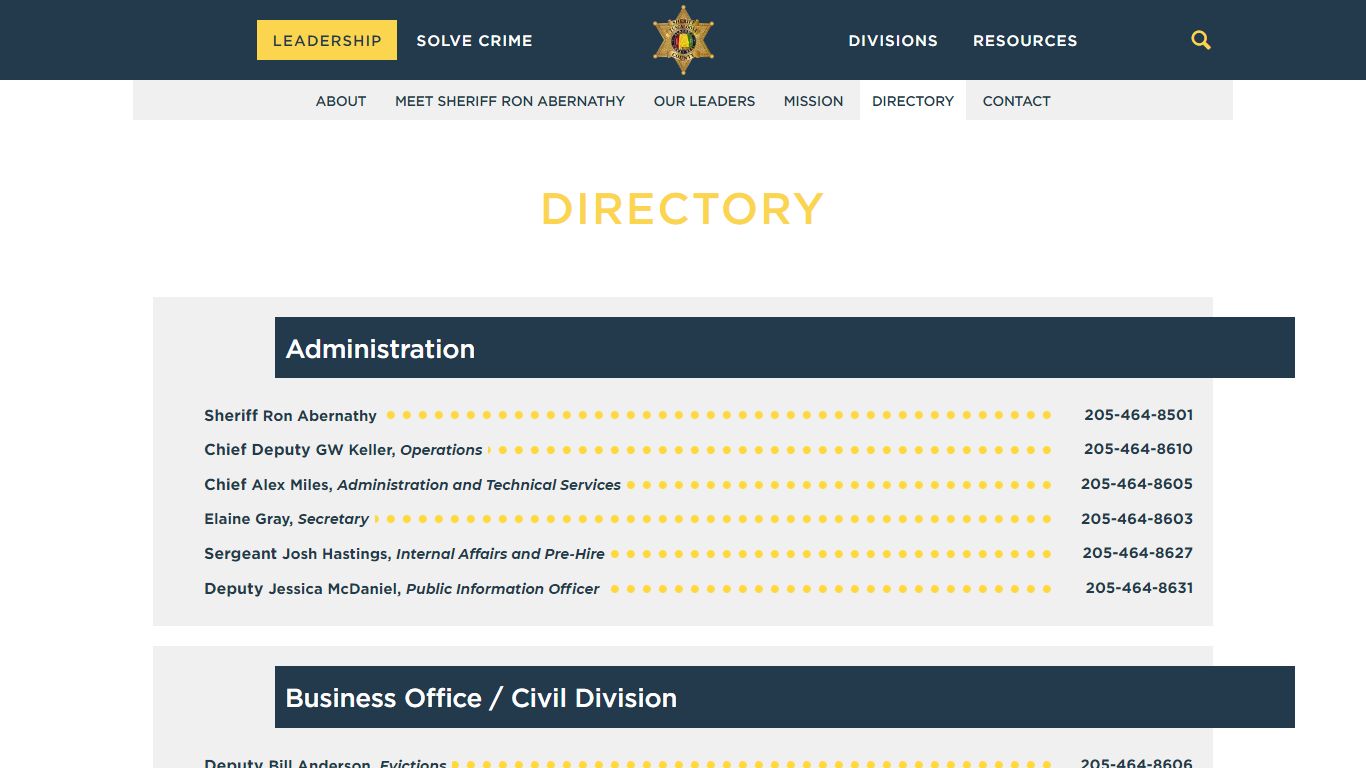 Directory | Tuscaloosa County Sheriff's Office
